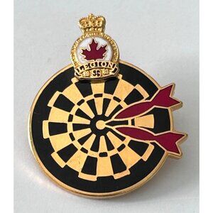 Royal Canadian Legion Dartboard Darts Enamel Lapel Pin Canada